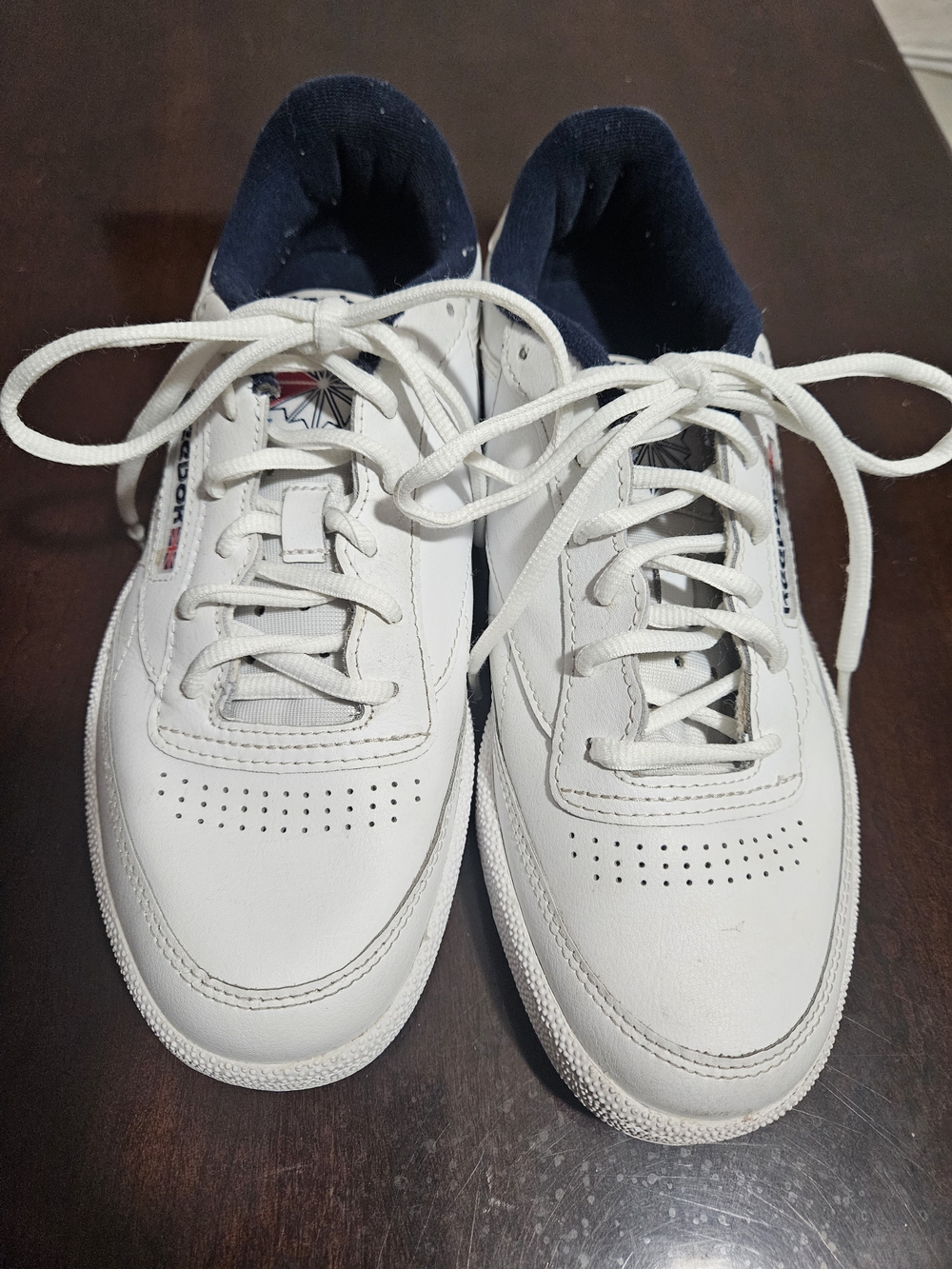 Reebok White Sneakers with Navy Lining